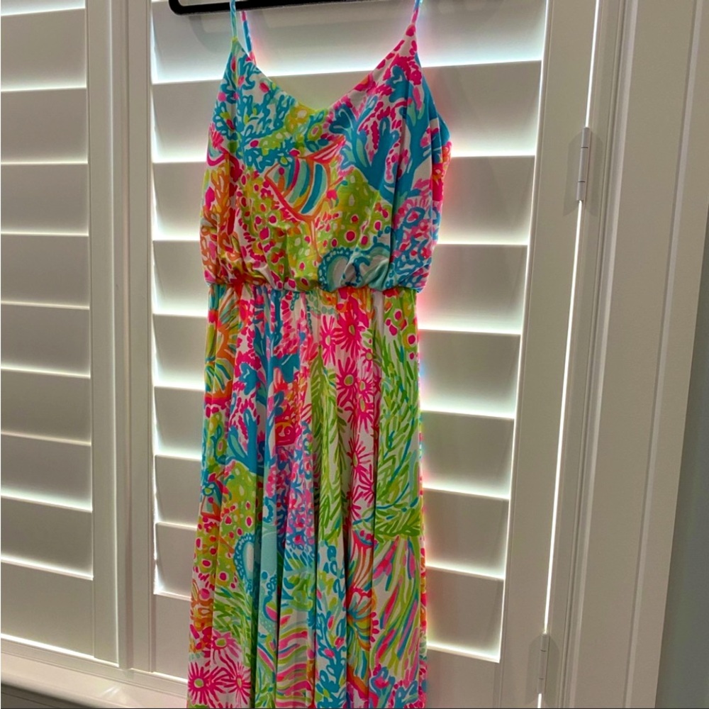Lilly Pulitzer sundress with shark bite hem